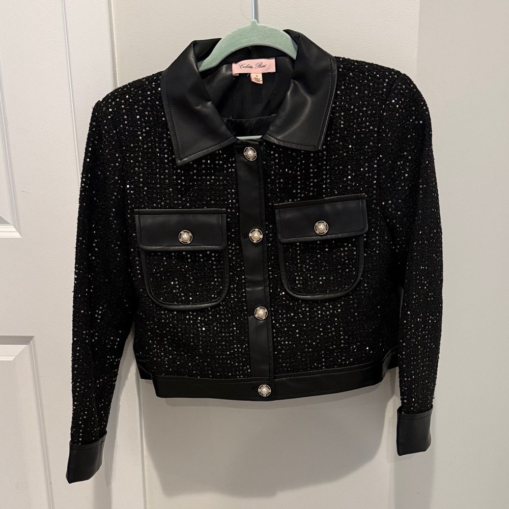 Colette Rosé Black Leather Trim Jacket